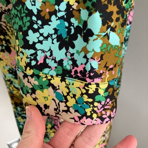 J. Crew size 00 multicolor floral collarless button down blouse - Picture 3 of 5